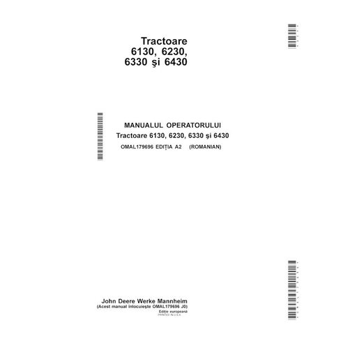 Manual do operador em pdf do trator John Deere 6130, 6230, 6330, 6430 RO - John Deere manuais - JD-OMAL179696-RO