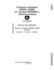 John Deere 2032R, 2038R compact tractor pdf operator's manual ES - John Deere manuals - JD-OMTR123167-ES