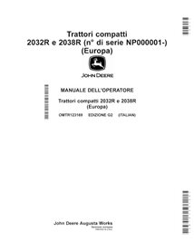 John Deere 2032R, 2038R compact tractor pdf operator's manual IT - John Deere manuals - JD-OMTR123169-IT