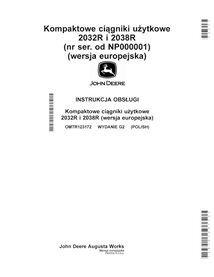 John Deere 2032R, 2038R tractor compacto pdf manual del operador PL - John Deere manuales - JD-OMTR123172-PL