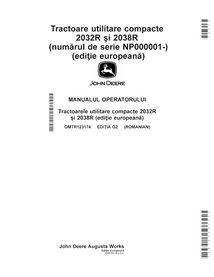 John Deere 2032R, 2038R compact tractor pdf operator's manual RO - John Deere manuals - JD-OMTR123174-RO