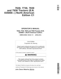 John Deere 7630, 7730, 7830, 7930 NA SN 035000- manual del operador del tractor pdf - John Deere manuales - JD-OMRE325992-EN