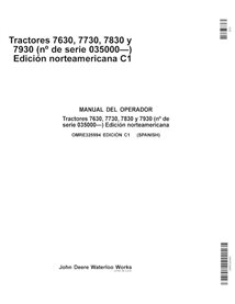 John Deere 7630, 7730, 7830, 7930 NA SN 035000- manual del operador del tractor pdf ES - John Deere manuales - JD-OMRE325994-ES