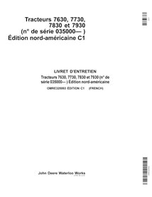 John Deere 7630, 7730, 7830, 7930 NA SN 035000- trator pdf manual do operador FR - John Deere manuais - JD-OMRE325993-FR