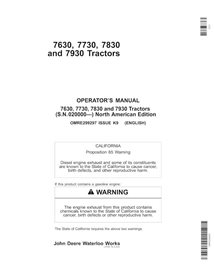 John Deere 7630, 7730, 7830, 7930 NA SN 035000 - manuel de l'opérateur pdf du tracteur - John Deere manuels - JD-OMRE299297-EN