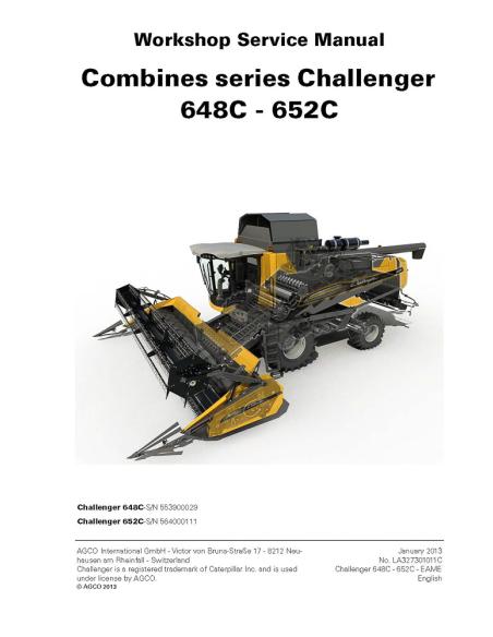 Challenger 648C, 652C combine harvester service manual - Challenger manuals - CHAL-LA327301011C