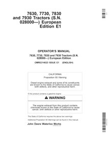 John Deere 7630, 7730, 7830, 7930 EU SN 028000 - manuel de l'opérateur pdf du tracteur - John Deere manuels - JD-OMRE314023-EN