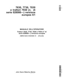 John Deere 7630, 7730, 7830, 7930 EU SN 028000- manual del operador del tractor pdf IT - John Deere manuales - JD-OMRE314033-IT