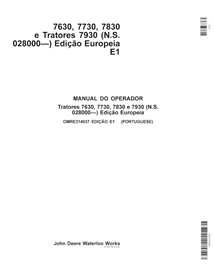 John Deere 7630, 7730, 7830, 7930 EU SN 028000- manual del operador del tractor pdf PT - John Deere manuales - JD-OMRE314037-PT