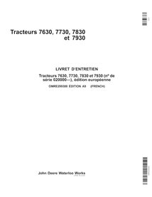 Manuel de l'opérateur pour tracteur John Deere 7630, 7730, 7830, 7930 EU SN 20000-27999 pdf FR - John Deere manuels - JD-OMRE...