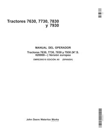 Manuel de l'opérateur pour tracteur John Deere 7630, 7730, 7830, 7930 EU SN 20000-27999 pdf ES - John Deere manuels - JD-OMRE...