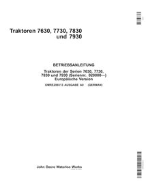 Manuel de l'opérateur pour tracteur John Deere 7630, 7730, 7830, 7930 EU SN 20000-27999 pdf DE - John Deere manuels - JD-OMRE...