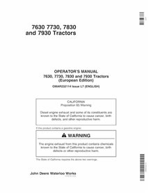 John Deere 7630, 7730, 7830, 7930 EU SN 1-19999 manual del operador del tractor pdf - John Deere manuales - JD-OMAR232114-EN