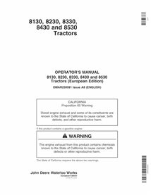 JD-OMAR259991 John Deere 8130, 8230, 8330, 8430, 8530 EU SN 1-39999 tractor pdf operator's manual