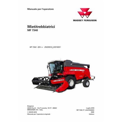 Massey Ferguson 7340 cosechadora pdf manual del operador IT - Massey Ferguson manuales - MF-327436003-OM-IT
