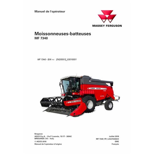 Massey Ferguson 7340 combine pdf operator's manual FR - Massey Ferguson manuals - MF-327436023-OM-FR