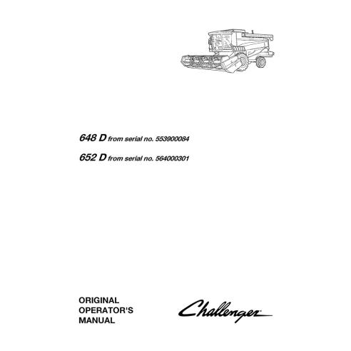 Manual del operador de la cosechadora Challenger 648 D, 652 D - Challenger manuales