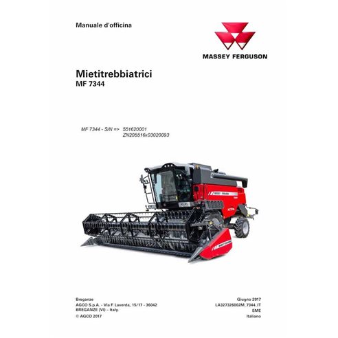 Massey Ferguson 7344 cosechadora pdf manual de servicio de taller IT - Massey Ferguson manuales - MF-327326002M-WSM-IT