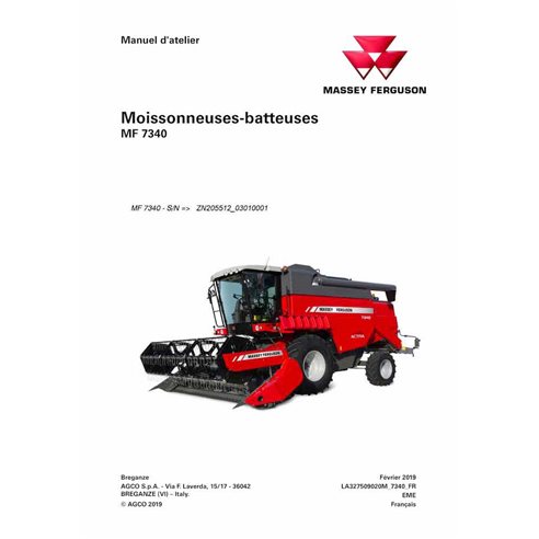 Massey Ferguson 7340 combine pdf workshop service manual FR - Massey Ferguson manuals - MF-327509020M-WSM-FR