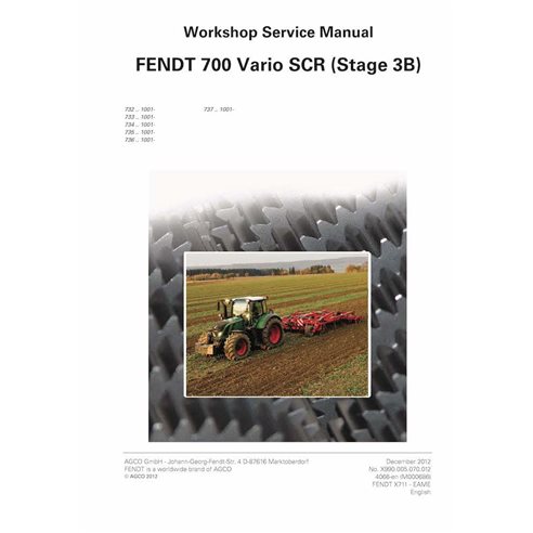 Manual de serviço de oficina em pdf do trator Fendt 714, 716, 718, 720, 722, 724 Stage 3B - Fendt manuais - FENDT-X9900050700...
