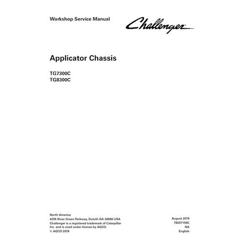Challenger TG7300C, TG8300C châssis d'applicateur pdf manuel d'entretien d'atelier - Challenger manuels - CHAL-79037159C-WSM-EN