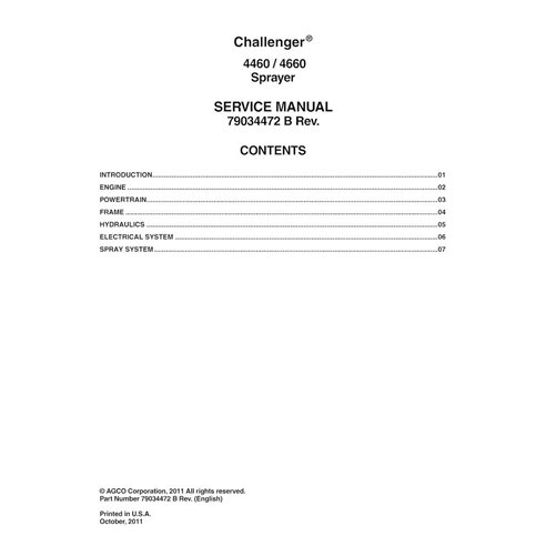 Manual de servicio en pdf del pulverizador Challenger 4460, 4660 - Challenger manuales - CHAL-79034472B-SM-EN
