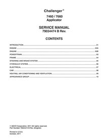 Manual de serviço em pdf do pulverizador Challenger 7460, 7660 - Challenger manuais - CHAL-79034474B-SM-EN