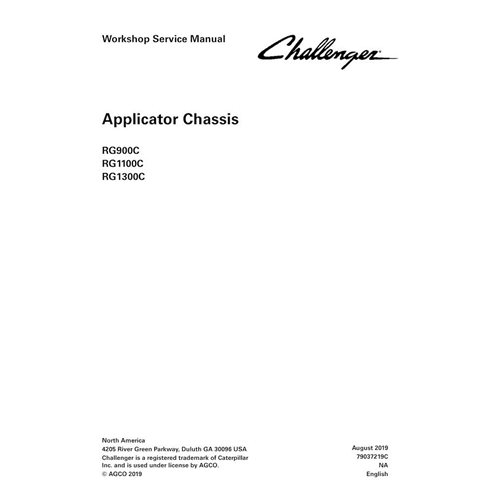Manual de serviço da oficina em pdf do chassi do aplicador Challenger RG900C, RG1100C, RG1300C - Challenger manuais - CHAL-79...