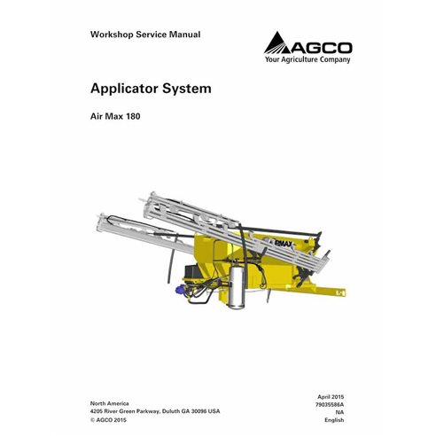 Manual de serviço da oficina em pdf do sistema de aplicação Challenger AGCO Air Max 180 - Challenger manuais - CHAL-79035586A...