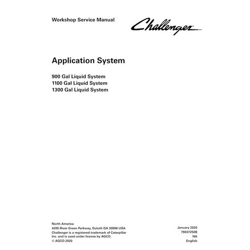 Manual de serviço da oficina em pdf do sistema de cultivo em linha Challenger RG900C, RG1100C, RG1300C - Challenger manuais -...