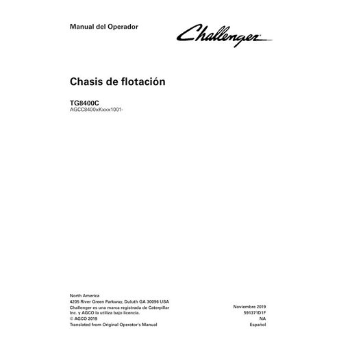 Challenger TG8400C Chasis de flotación pdf manual del operador ES - Challenger manuales - CHAL-591371D1F-OM-ES