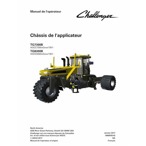 Challenger TG7300B, TG8300B flotation Chassis pdf operator's manual  - Challenger manuals - CHAL-568097D1G-OM-FR
