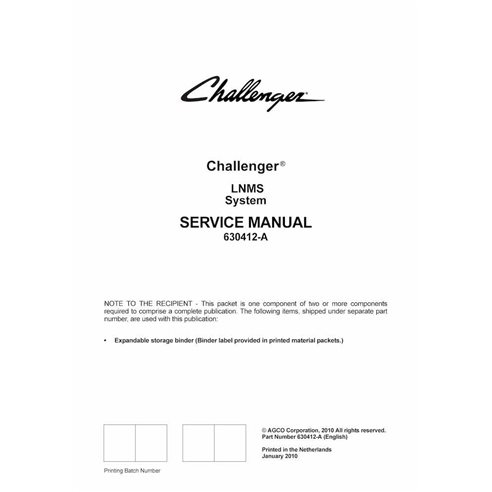Manuel d'entretien pdf du système d'application Challenger TG2244, TG3244, TG8333, TG9205 - Challenger manuels - CHAL-630412-...