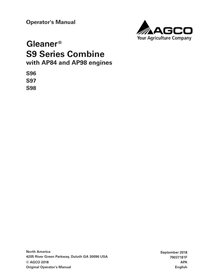 Manuel d'utilisation de la moissonneuse-batteuse Gleaner S96, S97, S98 en pdf - Glaneur manuels - GLN-79037181F-OM-EN