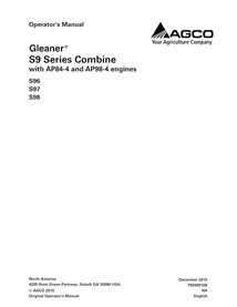 Gleaner S96, S97, S98 Tier 4 combinam manual do operador em pdf - Gleaner manuais - GLN-79036910B-OM-EN