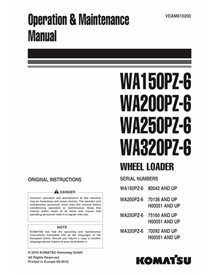 Manuel d'utilisation et d'entretien pdf des chargeuses sur pneus Komatsu WA150PZ-6, WA200PZ-6, WA250PZ-6, WA320PZ-6 - Komatsu...