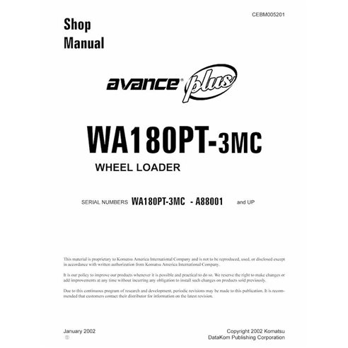 Komatsu WA180PT-3MC wheel loader pdf shop manual  - Komatsu manuals - KOMATSU-CEBD005201