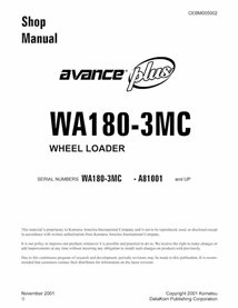 Komatsu WA180-3MC wheel loader pdf shop manual  - Komatsu manuals - KOMATSU-CEBD005002