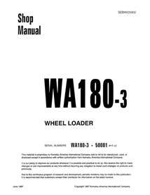 Komatsu WA180-3 cargadora de ruedas pdf manual de taller - Komatsu manuales - KOMATSU-SEBD005802