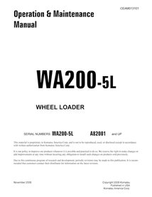 Cargadora de ruedas Komatsu WA200-5L pdf manual de operación y mantenimiento - Komatsu manuales - KOMATSU-CEAM013101