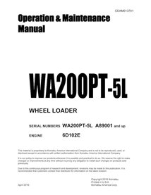 Cargadora de ruedas Komatsu WA200PT-5L pdf manual de operación y mantenimiento - Komatsu manuales - KOMATSU-CEAM013701