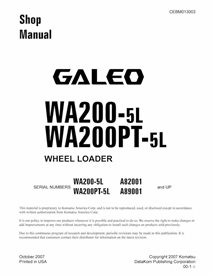 Komatsu WA200-5L, WA200PT-5L wheel loader pdf shop manual  - Komatsu manuals - KOMATSU-CEBM013003