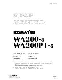 Komatsu WA200-5, WA200PT-5 wheel loader pdf shop manual  - Komatsu manuals - KOMATSU-SEBM033309