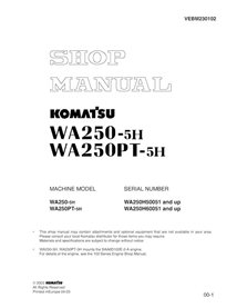 Komatsu WA250-5H, WA250PT-5H wheel loader pdf shop manual  - Komatsu manuals - KOMATSU-VEBM230102