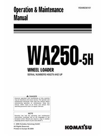 Cargadora de ruedas Komatsu WA250-5H pdf manual de operación y mantenimiento - Komatsu manuales - KOMATSU-VEAM230101