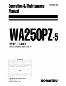 Cargadora de ruedas Komatsu WA250PZ-5 pdf manual de operación y mantenimiento - Komatsu manuales - KOMATSU-VEAM945101