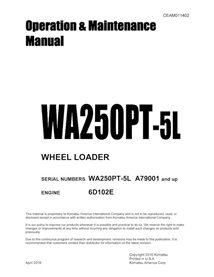 Cargadora de ruedas Komatsu WA250PT-5L pdf manual de operación y mantenimiento - Komatsu manuales - KOMATSU-CEAM011402