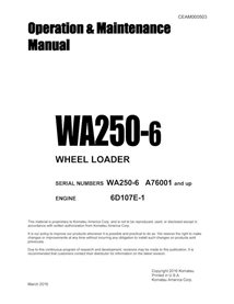 Cargadora de ruedas Komatsu WA250-6 pdf manual de operación y mantenimiento - Komatsu manuales - KOMATSU-CEAM000503