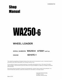 Komatsu WA250-6 wheel loader pdf shop manual  - Komatsu manuals - KOMATSU-CEBM000704