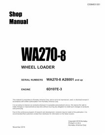 Manual de loja em pdf da carregadeira de rodas Komatsu WA270-8 - Komatsu manuais - KOMATSU-CEBM031301